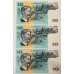 AUSTRALIA 1991 . TEN 10 DOLLARS BANKNOTE . FRASER/COLE . CONSEC TRIO . LAST PREFIX MRR